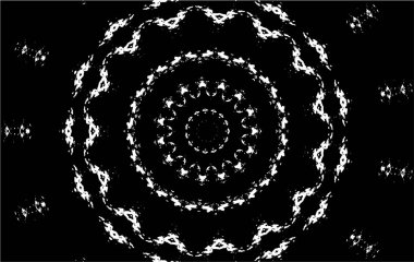 Süslü kaleydoskopik siyah beyaz arkaplan.
