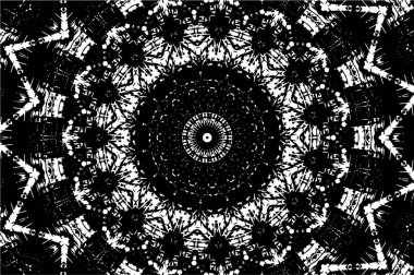 Süslü kaleydoskopik siyah beyaz arkaplan.
