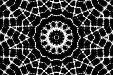 Kaleydoskopik süslemeli siyah beyaz arkaplan