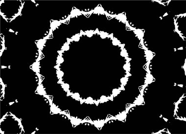 Süslü kaleydoskopik siyah beyaz arkaplan.