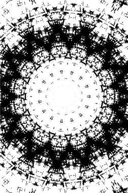 Süslü kaleydoskopik siyah beyaz arkaplan.