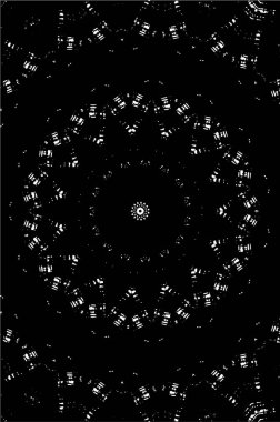 Süslü kaleydoskopik siyah beyaz arkaplan.