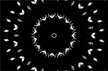 Süslü kaleydoskopik siyah beyaz arkaplan.