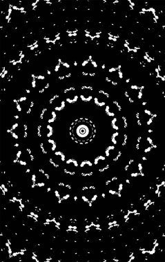 Süslü kaleydoskopik siyah beyaz arkaplan.