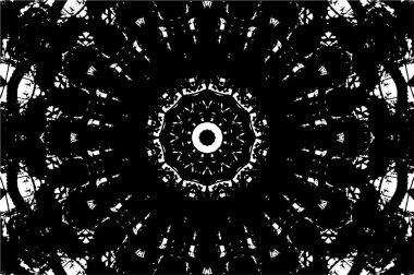 Kaleydoskopik süslemeli siyah beyaz arkaplan