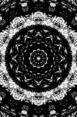 Kaleydoskopik süslemeli siyah beyaz arkaplan