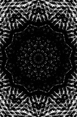 Kaleydoskopik süslemeli siyah beyaz arkaplan