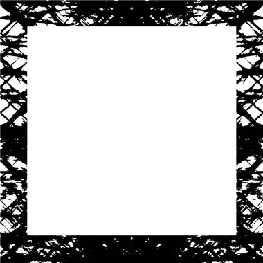 Beyaz arkaplanda kare grunge çerçeve, vektör illüstrasyonu.