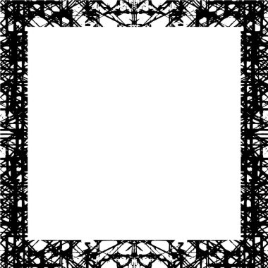 Beyaz arkaplanda kare grunge çerçeve, vektör illüstrasyonu.