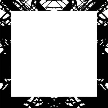 Beyaz arkaplanda kare grunge çerçeve, vektör illüstrasyonu.