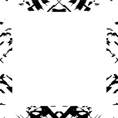 Beyaz arkaplanda kare grunge çerçeve, vektör illüstrasyonu.