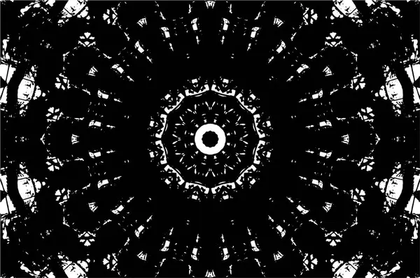 Kaleydoskopik süslemeli siyah beyaz arkaplan