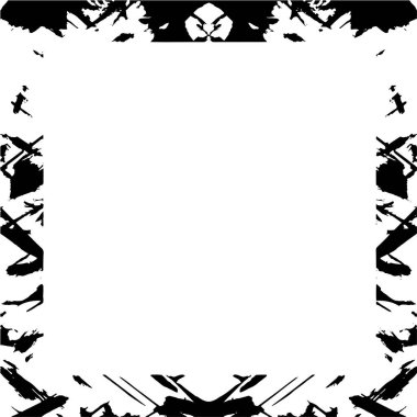 Beyaz arkaplanda kare grunge çerçeve, vektör illüstrasyonu.