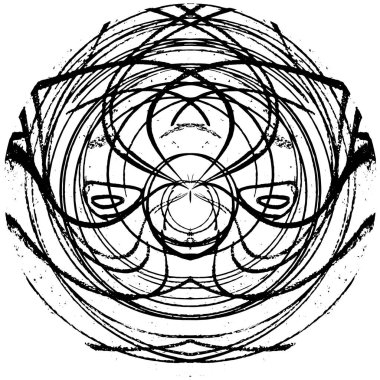 Kaotik Siyah ve Beyaz Monokrom Örnekleri ve Küre içindeki Soyut Gölgeler