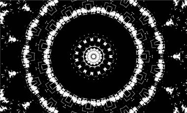 Kaleydoskopik süslemeli siyah beyaz arkaplan.