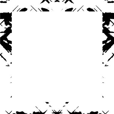 Beyaz arkaplanda kare grunge çerçeve, vektör illüstrasyonu.