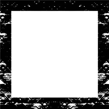 Beyaz arkaplanda kare grunge çerçeve, vektör illüstrasyonu.