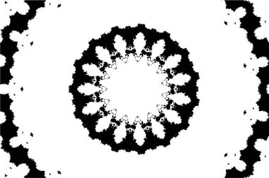 Kaleydoskopik süslemeli siyah beyaz arkaplan.