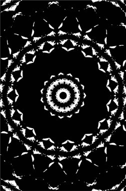 Kaleydoskopik süslemeli siyah beyaz arkaplan.