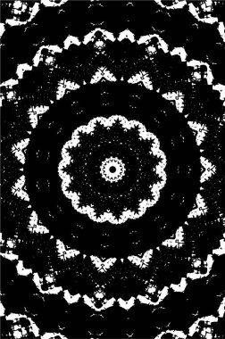 Kaleydoskopik süslemeli siyah beyaz arkaplan.