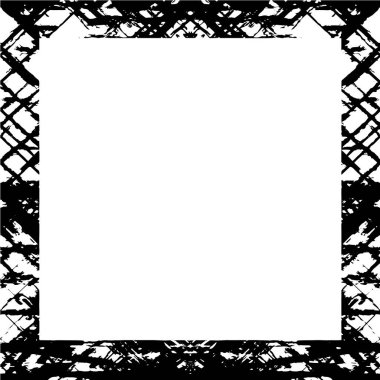 Beyaz arkaplanda kare grunge çerçeve, vektör illüstrasyonu.