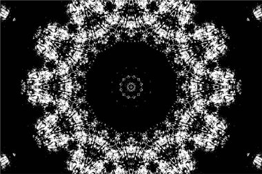 Süslü kaleydoskopik siyah beyaz arkaplan.