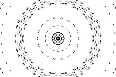 Süslü kaleydoskopik siyah beyaz arkaplan.