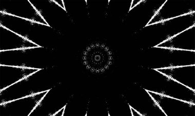 Süslü kaleydoskopik siyah beyaz arkaplan.