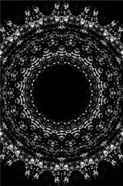 Süslü kaleydoskopik siyah beyaz arkaplan.