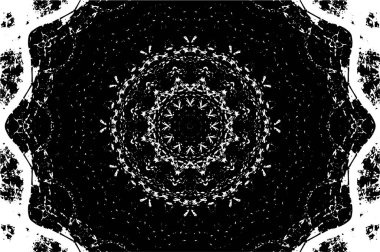 Kaleydoskopik süslemeli siyah beyaz arkaplan