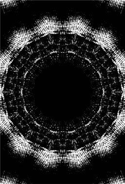 Süslü kaleydoskopik siyah beyaz arkaplan.