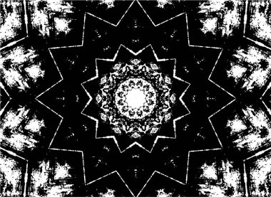 Süslü kaleydoskopik siyah beyaz arkaplan.