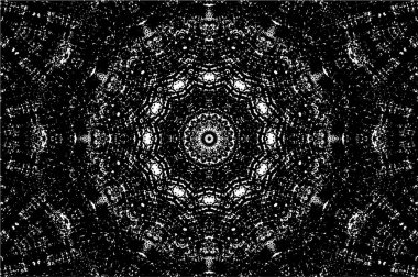 Süslü kaleydoskopik siyah beyaz arkaplan.