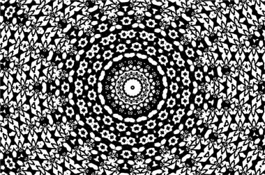 Mandala deseni. Süslü siyah beyaz arkaplan. 