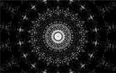 Süslü kaleydoskopik siyah beyaz arkaplan.