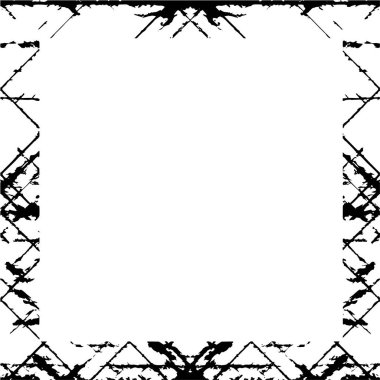 Beyaz arkaplanda kare grunge çerçeve, vektör illüstrasyonu.