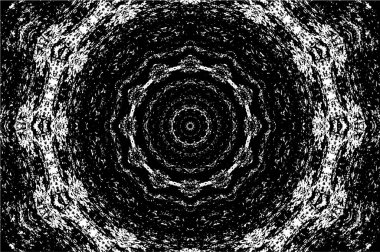 Süslü kaleydoskopik siyah beyaz arkaplan.