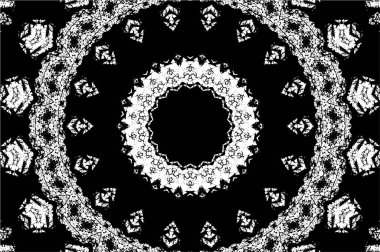Siyah ve beyaz süslemeli arka plan. Mandala deseni.