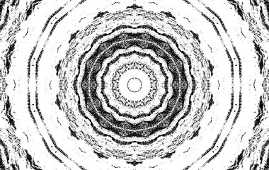 Süslü kaleydoskopik siyah beyaz arkaplan.