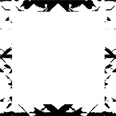 Beyaz arkaplanda kare grunge çerçeve, vektör illüstrasyonu.