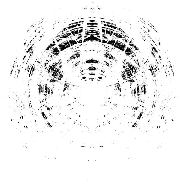 Abstraktes Distress Texturierte Runde Schwarze Muster Auf Weißem Hintergrund — Stockvektor