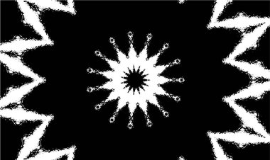 Süslü kaleydoskopik siyah beyaz arkaplan