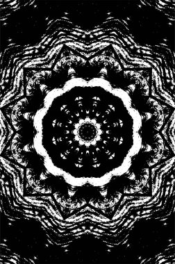 Süslü kaleydoskopik siyah beyaz arkaplan