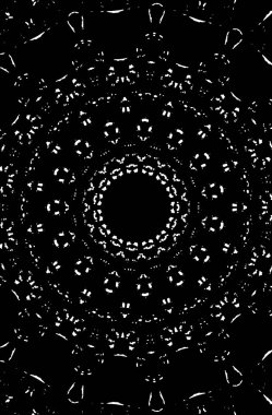 Kaleydoskopik süslemeli siyah beyaz arkaplan.