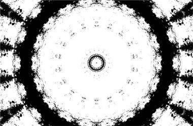 Süslü kaleydoskopik siyah beyaz arkaplan.