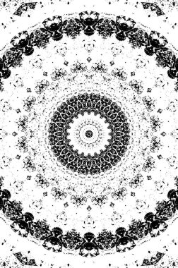 Siyah ve beyaz süslemeli arka plan. Mandala deseni.