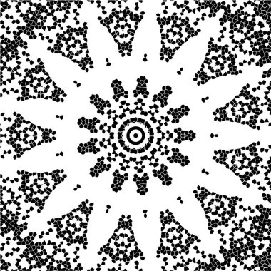 Süslü siyah beyaz mozaik desenli