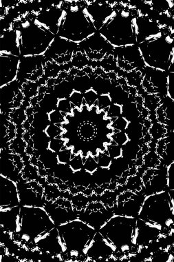 Kaleydoskopik süslemeli siyah beyaz arkaplan.