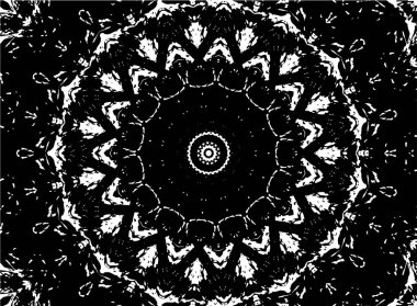 Kaleydoskopik süslemeli siyah beyaz arkaplan.