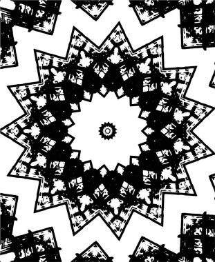 Süslü kaleydoskopik siyah beyaz arkaplan